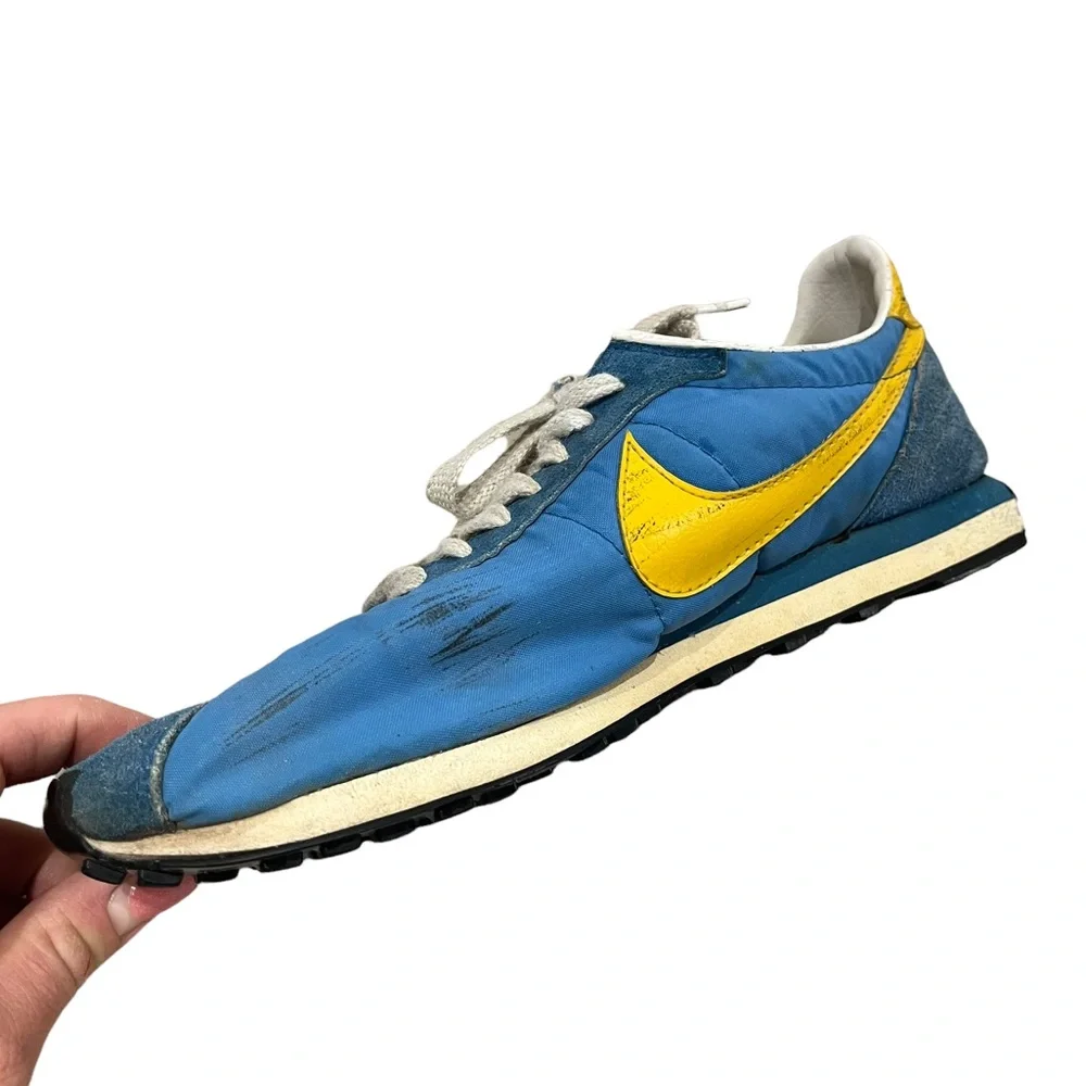 RARE! MENS Vintage Nike Waffle Trainer 1981 Blue &Yel Athletic Running Sneaker 9 - Picture 10 of 15